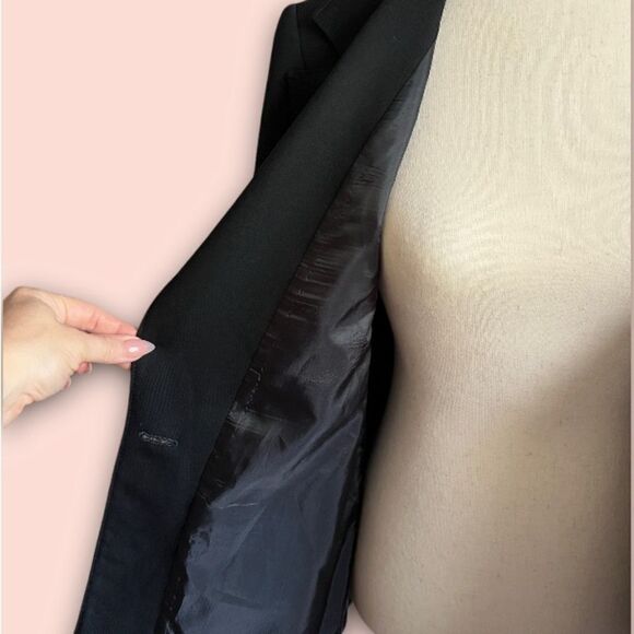 🟣 VINTAGE Pendleton 100% Virgin Wool Women’s Black Blazer size Small Petite - Picture 7 of 9